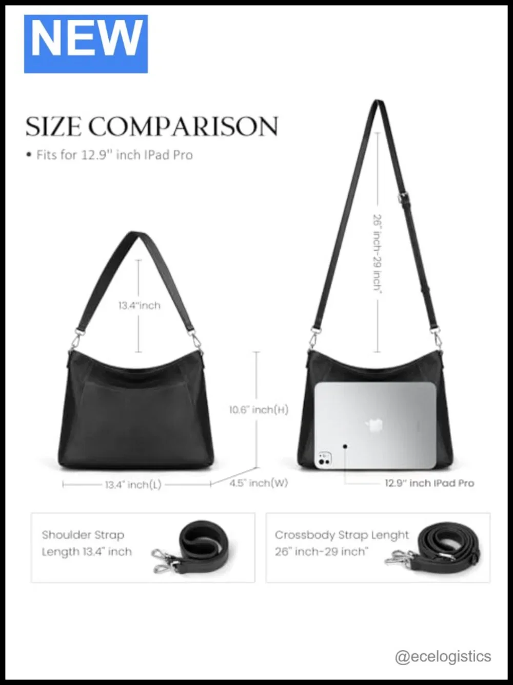 Genuine Leather Hobo Crossbody Bag with 2 Detachable Straps